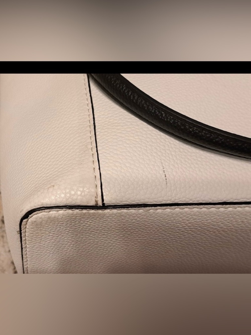 Anne Klein White Tote with Black Handles and Bow - Picture 3 of 9